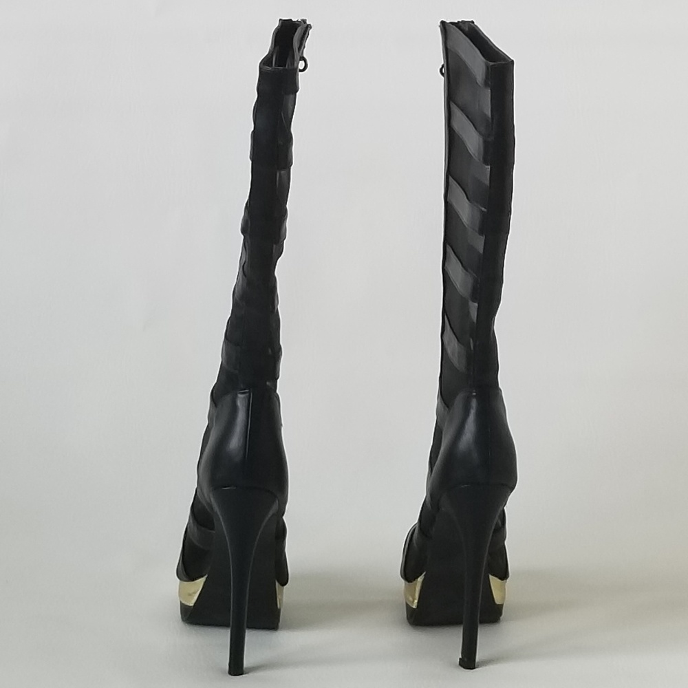 Liliana Zaria Mesh Zipper Gladiator Stiletto Boot - Picture 2 of 4